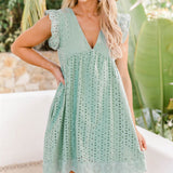 V Neck Ruffled sleeves babydoll dress