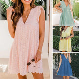 V Neck Ruffled sleeves babydoll dress